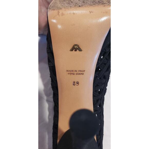 Emporio Armani Shoes Black Lace Up the Leg Stiletto High Heels Italy sz 39 Sexy - Picture 3 of 16